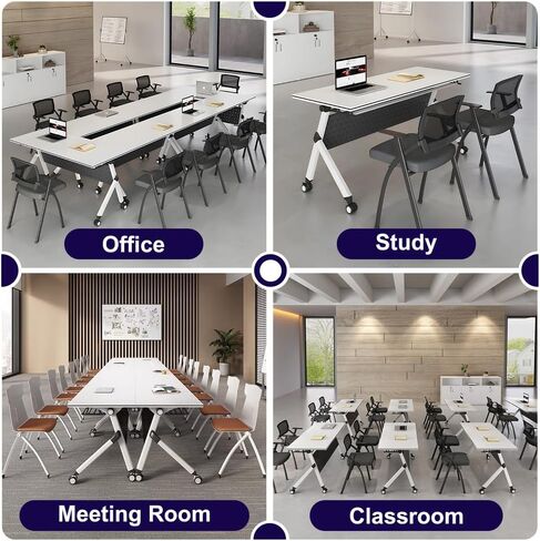Folding Conference Table, Mobile Training Table with Silent Wheels, Large Wood Meeting Table, Training Seminar Combined Table, for Office Conference Room Classroom, Modular,1pack,63x24x30 in in Saudi Arabia