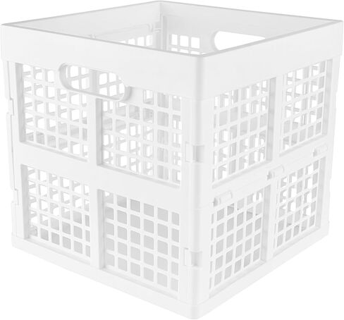 3-Pack Collapsible Plastic Storage Crates,Foldable Crates for Storage,16L (White) in Kuwait