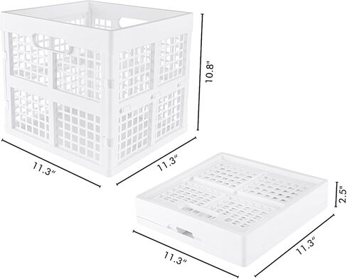 3-Pack Collapsible Plastic Storage Crates,Foldable Crates for Storage,16L (White) in Kuwait