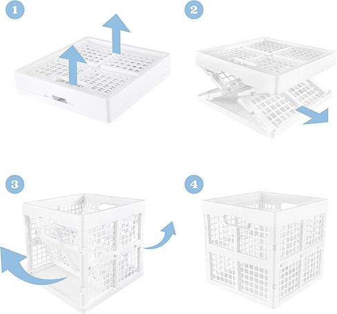 3-Pack Collapsible Plastic Storage Crates,Foldable Crates for Storage,16L (White) in Kuwait