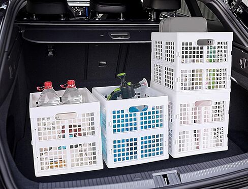 3-Pack Collapsible Plastic Storage Crates,Foldable Crates for Storage,16L (White) in Kuwait