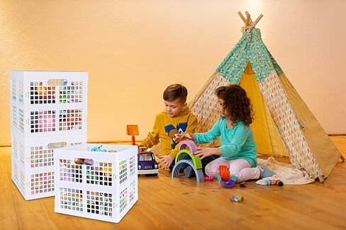 3-Pack Collapsible Plastic Storage Crates,Foldable Crates for Storage,16L (White) in Kuwait