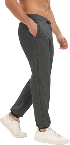 HEEKPEK Men's Winter Fleece Pants Sherpa Lined Jogging Sweatpants Cold Weather Warm Thermal Thick Lounge Track Joggers in Kuwait