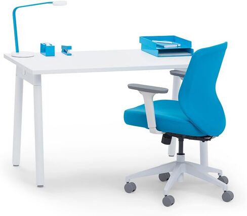 Poppin Series A Single Desk, White, 47", Stain-Resistant Laminate Top, Sturdy White Powder-Coated Legs with Leveling Glides, Effortless Assembly, 47" x 27" x 29" in Saudi Arabia