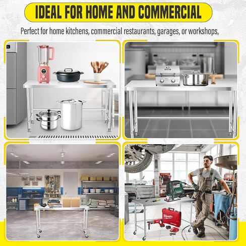 Stainless Steel Table 60x24 Inch, Commercial Home Kitchen Prep Work Metal Table with Open Base in Saudi Arabia
