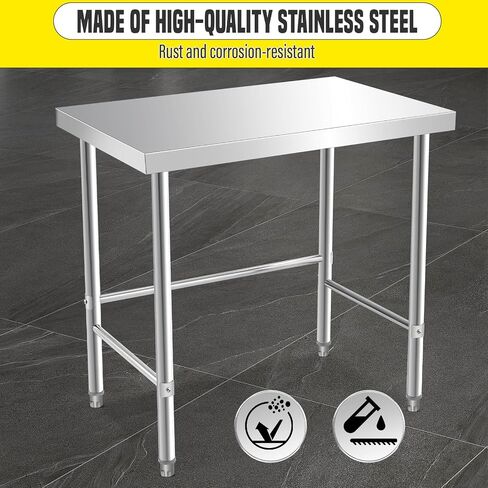 Stainless Steel Table 60x24 Inch, Commercial Home Kitchen Prep Work Metal Table with Open Base in Saudi Arabia
