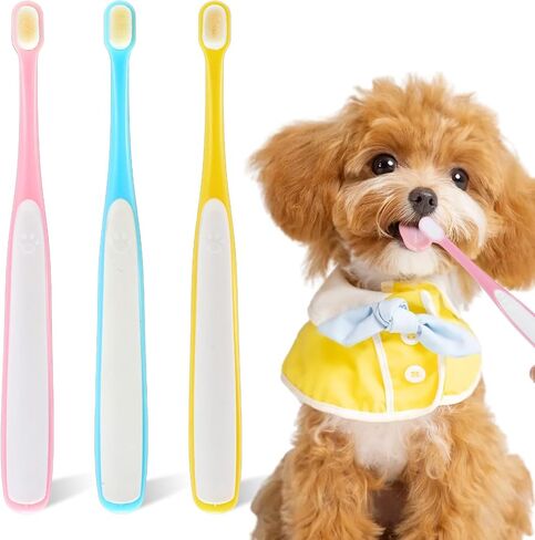3 Pack Small Dog Toothbrush, Small Breed Cat Toothbrushes for Cat & Puppy, Utral Soft Bristles Deep Cleaning Mini Head Tooth Brush for Tiny Puppy Kitty in Kuwait