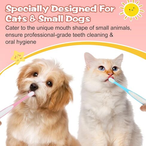 3 Pack Small Dog Toothbrush, Small Breed Cat Toothbrushes for Cat & Puppy, Utral Soft Bristles Deep Cleaning Mini Head Tooth Brush for Tiny Puppy Kitty in Kuwait