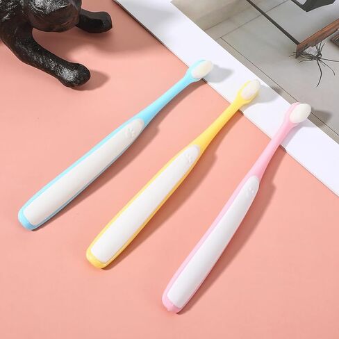 3 Pack Small Dog Toothbrush, Small Breed Cat Toothbrushes for Cat & Puppy, Utral Soft Bristles Deep Cleaning Mini Head Tooth Brush for Tiny Puppy Kitty in Kuwait