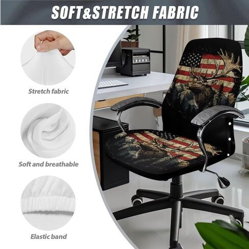بوهو خطوط مكاتب Boho Floral Stripes Protector مع مسند ذراع يغطي 3 قطع قابلة للغسل مجموعة متينة رئيس رئيس Slipcover مرنة عالية الكرسي الخلفية لزخرفة المنزل ، L. in Saudi Arabia