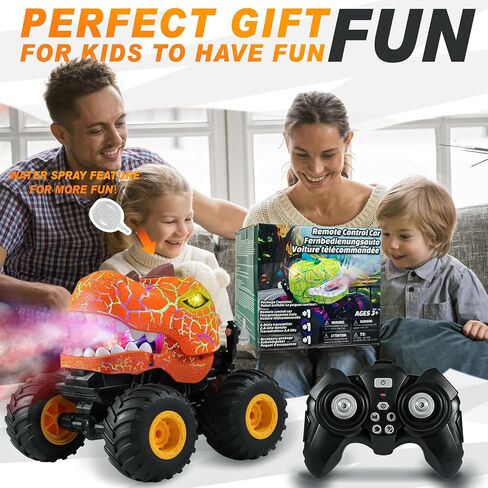 Bezgar Monster Truck Toys - شاحنة وحش التحكم عن بُعد مع الرش والضوء والموسيقى ولعب الديناصورات للأطفال وشاحنة RC 1:20 مع 360 درجة تدور والانجراف ، سيارة التحكم عن بُعد للأولاد 4-7 الأخضر in Kuwait