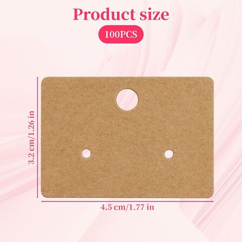 100 Pcs Kraft Paper Earring Display Cards - Hanging Earring Holder Tags for Jewelry, Ear Studs & Earrings - Brown Earrings Cards for Retail Packaging (1.8" x 1.3") in Saudi Arabia