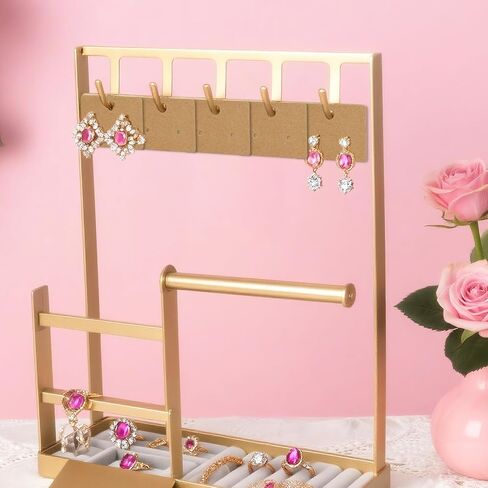100 Pcs Kraft Paper Earring Display Cards - Hanging Earring Holder Tags for Jewelry, Ear Studs & Earrings - Brown Earrings Cards for Retail Packaging (1.8" x 1.3") in Saudi Arabia