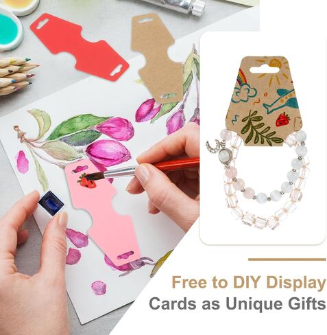 Patikil Necklace & Bracelet Cards 200 PCS Jewelry Jewelry حامل بطاقة Jewelry Packaging للتعليق على قلادات مخططات الشريط الإكسسوارات (الوردي الفاتح ، 5x2 بوصة) in Saudi Arabia