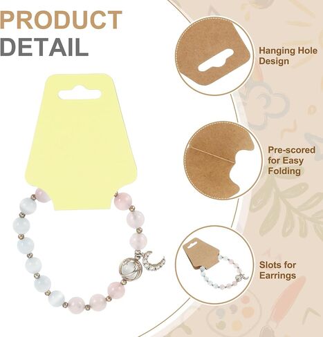Patikil Necklace & Bracelet Cards 200 PCS Jewelry Jewelry حامل بطاقة Jewelry Packaging للتعليق على قلادات مخططات الشريط الإكسسوارات (الوردي الفاتح ، 5x2 بوصة) in Saudi Arabia