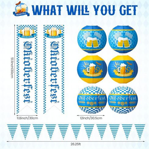 37 PCS Oktoberfest Party Decor Kit Bavarian Pennant Flags Paper Fans Paper Lanterns Octoberfest Party Party Supplies Home Yard Decor in Saudi Arabia