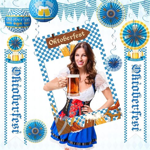 37 PCS Oktoberfest Party Decor Kit Bavarian Pennant Flags Paper Fans Paper Lanterns Octoberfest Party Party Supplies Home Yard Decor in Saudi Arabia