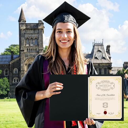 50 Packs Certificate Holders, Black Certificate Holder with Gold Frame Design Diploma Holder Covers for 8.5 × 11 Inch Award Certificates Paper in Saudi Arabia