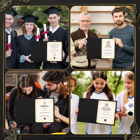 50 Packs Certificate Holders, Black Certificate Holder with Gold Frame Design Diploma Holder Covers for 8.5 × 11 Inch Award Certificates Paper in Saudi Arabia