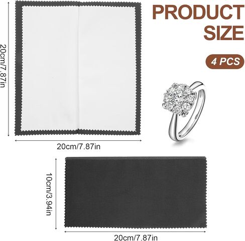 BOHUIZ 4 Pcs Silver Polishing Cloth, Multi-Layer Double-Sided Jewelry Cleaner Cloth, Jewelry Cleaning Cloth for Sterling Silver Jewelry, Gold, Diamond, Platinum, Tarnish Remove in Saudi Arabia