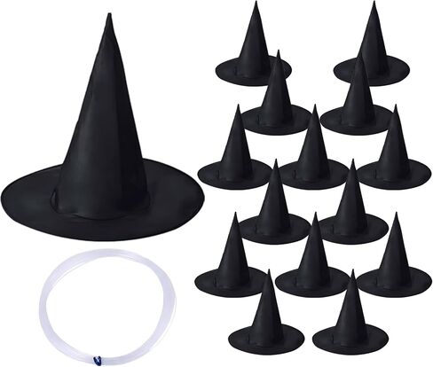 15 PCS Halloween Witch Hats ، إكسسوارات حفلات الساحرة السوداء ، معلقة معلقة ، زخارف حفلات القبعة لزخارف الهالوين في الهواء الطلق أو داخلي in Saudi Arabia