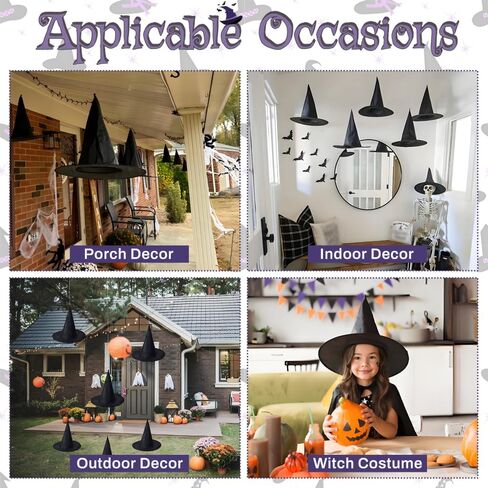 15 PCS Halloween Witch Hats ، إكسسوارات حفلات الساحرة السوداء ، معلقة معلقة ، زخارف حفلات القبعة لزخارف الهالوين في الهواء الطلق أو داخلي in Saudi Arabia