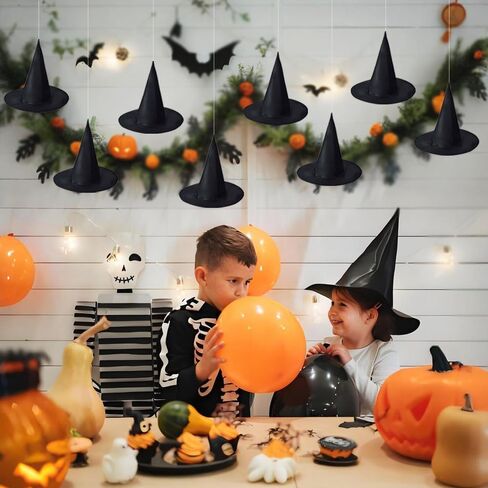 15 PCS Halloween Witch Hats ، إكسسوارات حفلات الساحرة السوداء ، معلقة معلقة ، زخارف حفلات القبعة لزخارف الهالوين في الهواء الطلق أو داخلي in Saudi Arabia