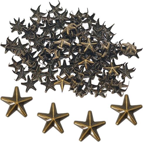PSON 100PCS 10MM Star Stars مسامير ، رؤوس معدنية مسامير للملابس الصخرية الشرير ، DIY الجلدية ، الحقائب ، أساور ، وأيبار الحيوانات الأليفة (البرونز) in Kuwait