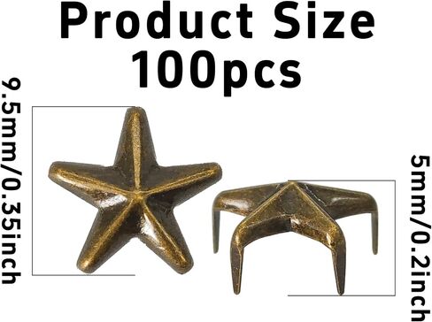 PSON 100PCS 10MM Star Stars مسامير ، رؤوس معدنية مسامير للملابس الصخرية الشرير ، DIY الجلدية ، الحقائب ، أساور ، وأيبار الحيوانات الأليفة (البرونز) in Kuwait