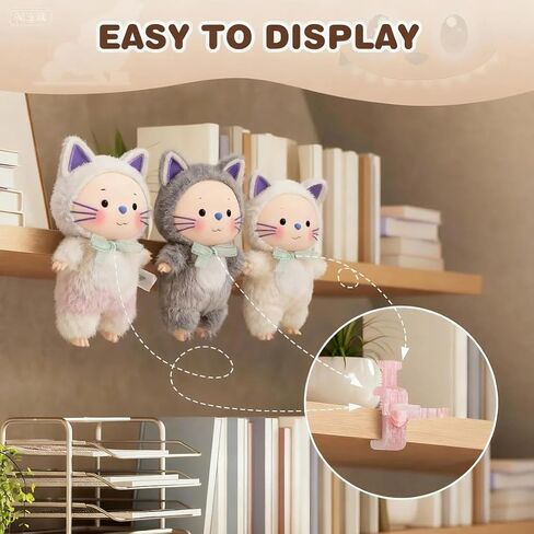 Furniture Edge Clamps｜Floating Display for 3-7" Figures｜6-Pack No-Residue Mount Space-Saving Shelf/Desk Organizer｜Apartment & Dorm Friendly｜Colorful Collectible Showcase (Pink&Purple&Teal 6 Pack) in Saudi Arabia