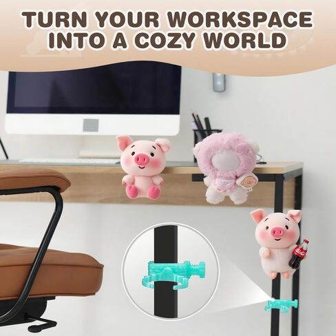 Furniture Edge Clamps｜Floating Display for 3-7" Figures｜6-Pack No-Residue Mount Space-Saving Shelf/Desk Organizer｜Apartment & Dorm Friendly｜Colorful Collectible Showcase (Pink&Purple&Teal 6 Pack) in Saudi Arabia