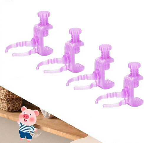 Furniture Edge Clamps｜Floating Display for 3-7" Figures｜6-Pack No-Residue Mount Space-Saving Shelf/Desk Organizer｜Apartment & Dorm Friendly｜Colorful Collectible Showcase (Pink&Purple&Teal 6 Pack) in Saudi Arabia