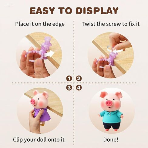 Furniture Edge Clamps｜Floating Display for 3-7" Figures｜6-Pack No-Residue Mount Space-Saving Shelf/Desk Organizer｜Apartment & Dorm Friendly｜Colorful Collectible Showcase (Pink&Purple&Teal 6 Pack) in Saudi Arabia