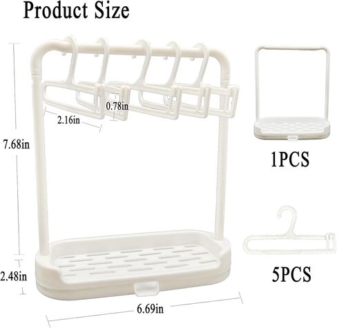 Dczosily 1 Set Doll Garment Rack with 5Pcs Mini Hangers Doll Clothes Storage for LABUBU Wardrobe Furniture Accessories for Dollhouse Baby Shower Supplies (White) in Kuwait