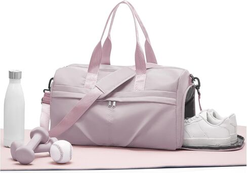 حقيبة رياضية للنساء والرجال مع حجرة للأحذية، حقيبة رياضية من القماش الخشن، مقاومة للماء للسفر في عطلة نهاية الأسبوع طوال الليل لليوجا مع أكمام بعجلات، أسود in Kuwait