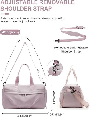 حقيبة رياضية للنساء والرجال مع حجرة للأحذية، حقيبة رياضية من القماش الخشن، مقاومة للماء للسفر في عطلة نهاية الأسبوع طوال الليل لليوجا مع أكمام بعجلات، أسود in Kuwait