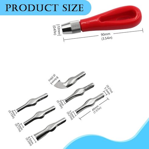 Hxszk Linocut Tools Set - 6 Interchangeable Blades with Red Ergonomic Handles for DIY Sculpture Carpenter Experts Linoleum Carving Block Printing & Woodcrafts in Kuwait