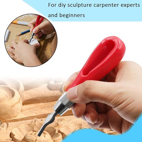 Hxszk Linocut Tools Set - 6 Interchangeable Blades with Red Ergonomic Handles for DIY Sculpture Carpenter Experts Linoleum Carving Block Printing & Woodcrafts in Kuwait