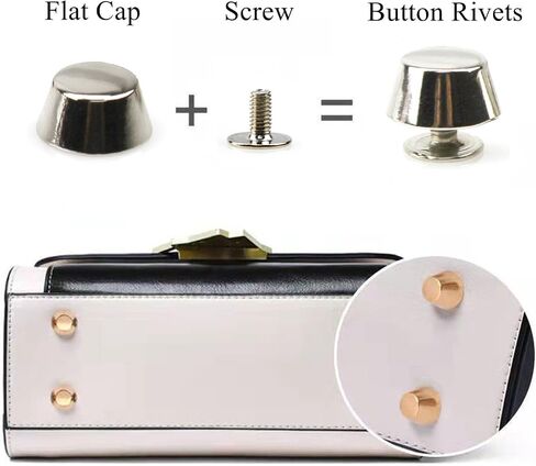 YankMooM 30Pack Light Gold Purse Feet Studs for Handbags, Wallets, Belts & Pet Collars - 1cm Rustproof Brass Screw Rivets DIY Leather Craft Hardware in Saudi Arabia