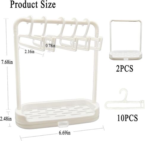 Dczosily 1 Set Doll Garment Rack with 5Pcs Mini Hangers Doll Clothes Storage for LABUBU Wardrobe Furniture Accessories for Dollhouse Baby Shower Supplies (White) in Kuwait