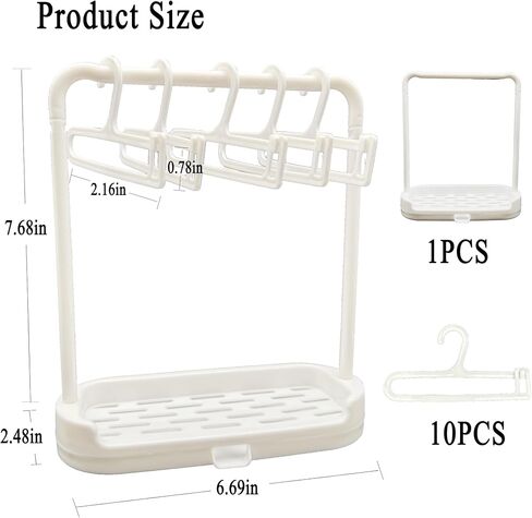 Dczosily 1 Set Doll Garment Rack with 5Pcs Mini Hangers Doll Clothes Storage for LABUBU Wardrobe Furniture Accessories for Dollhouse Baby Shower Supplies (White) in Kuwait