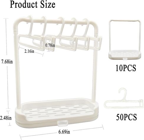 Dczosily 1 Set Doll Garment Rack with 5Pcs Mini Hangers Doll Clothes Storage for LABUBU Wardrobe Furniture Accessories for Dollhouse Baby Shower Supplies (White) in Kuwait