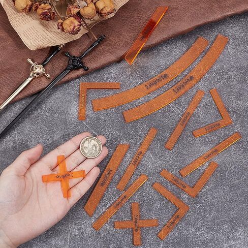 OLYCRAFT 14pcs/1 Set Deployment Zone Template Orange Acrylic Ruler Objective Makers Set Acrylic Rulers Measuring Widget Tool Objective Marker Gaming Accessory for Tabletop Wargames Templates Set in Saudi Arabia