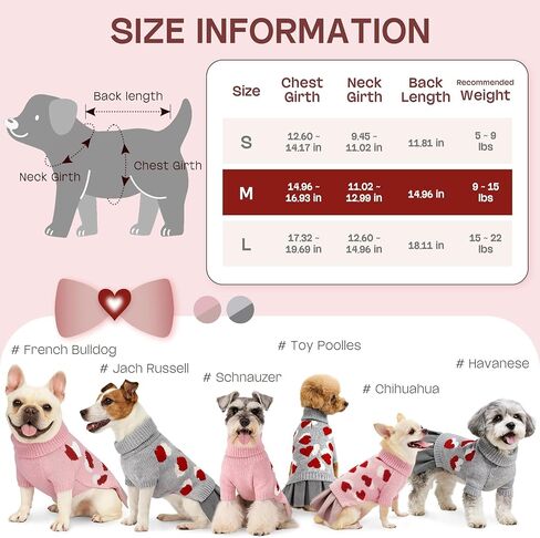 YUDODO Pet Dog Sweater Dress with Heart Pattern Pet Girl Dog Winter Knitted Clothes Warm Sweater for Yorkies Chihuahua with Leash Hole (S, Grey) in Saudi Arabia