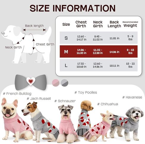 YUDODO Pet Dog Sweater Dress with Heart Pattern Pet Girl Dog Winter Knitted Clothes Warm Sweater for Yorkies Chihuahua with Leash Hole (S, Grey) in Saudi Arabia