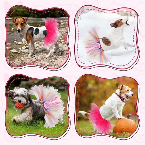 2 PCS Dog Tulle Tutus – Hot Pink & Rainbow Ballerina Skirt Dresses for Small Medium Large Dogs & Cats | Birthday Wedding Party, Halloween, Pride Photo Prop Outfits in Saudi Arabia