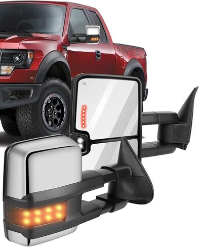 ECCPP Tow Mirrors Pair Chrome Mirror Fit for 2003-06 for Chevy Silverado Suburban for GMC Sierra 1500 2500 3500 Tahoe Towing Mirrors Power Heated Turn Signal Clearance Light Telescopic Manual Folding in Saudi Arabia