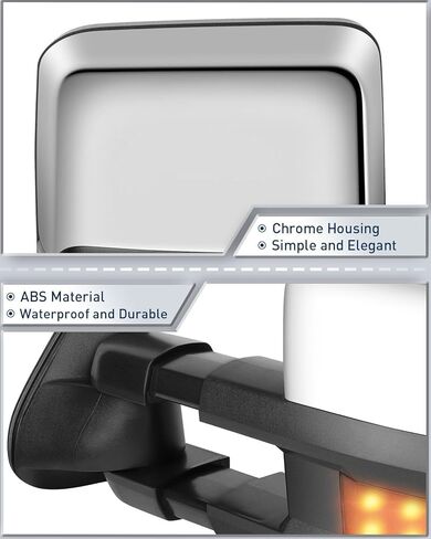 ECCPP Tow Mirrors Pair Chrome Mirror Fit for 2003-06 for Chevy Silverado Suburban for GMC Sierra 1500 2500 3500 Tahoe Towing Mirrors Power Heated Turn Signal Clearance Light Telescopic Manual Folding in Saudi Arabia