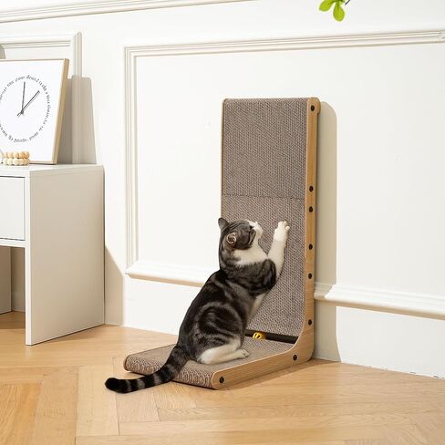 Cat Scratcher ، وسادة خدش Cat 26.8 بوصة على شكل حرف L مع قوس صديقة للجدار ، لوحة خدش CATBOARD مع لعبة الكرة للقطط الداخلية in Saudi Arabia