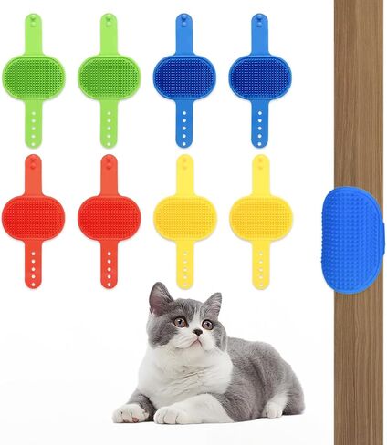 4 Pcs Silicone Grooming Strap Pad for Cats, Adjustable Rubber Cat Self Groomer Corner Scratcher, Cat Face Scratchers Massager for Long Short Hair, Self Grooming Cats Brush Rubbing Post Accessories in Kuwait